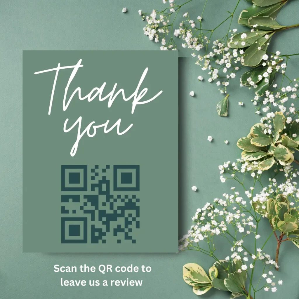 thank you note with review QR code