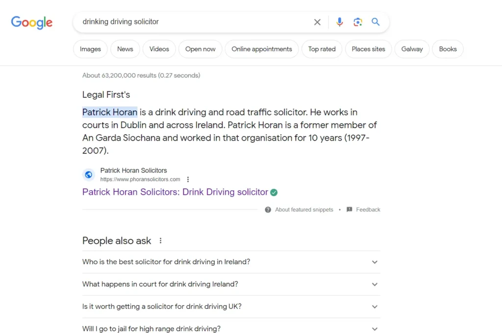 Patrick Horan Solicitors Website Rank No1 On Google