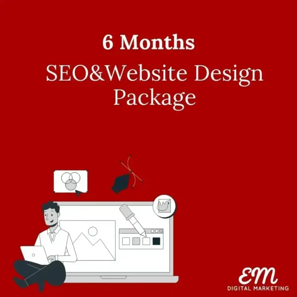 6 Months Seo&Amp;Web Design Package On A Red Colour Background. And An Image On The Right